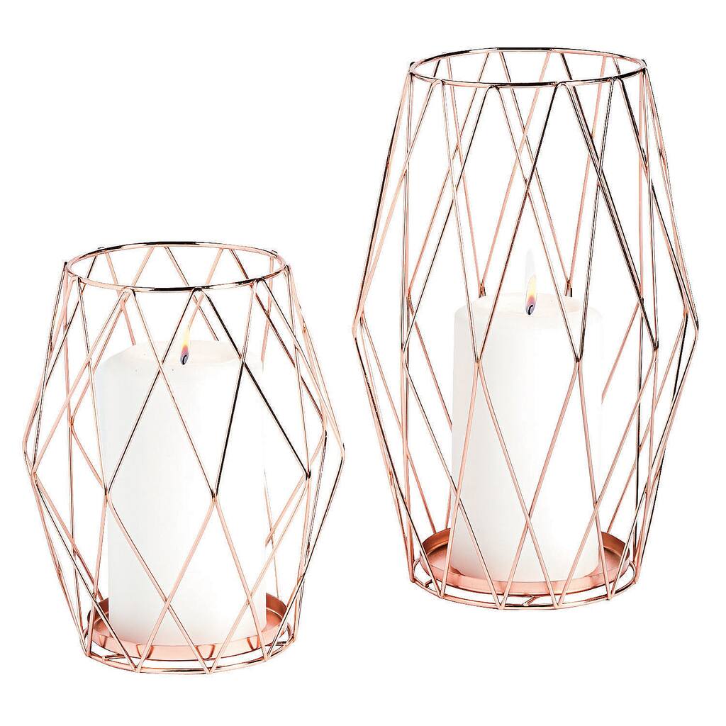 Rose Gold Candle Holder Set, Home Decor, 2 Pieces