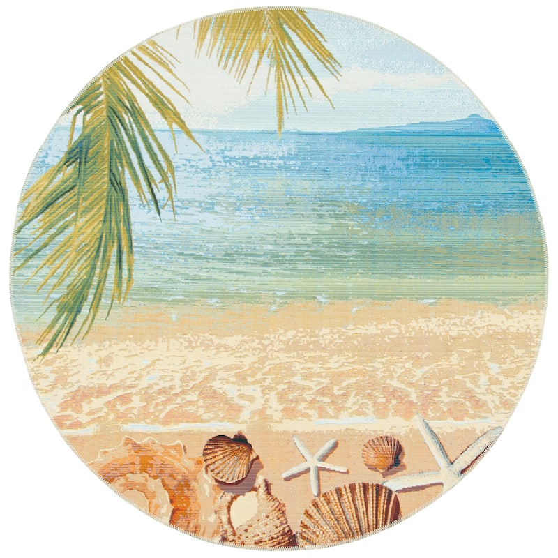 SAFAVIEH Barbados Liset Tropical Indoor/ Outdoor Waterproof Patio Backyard Rug