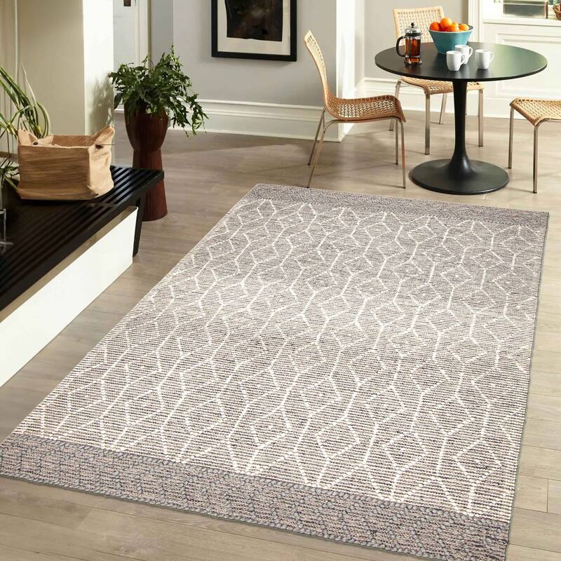 ECARPETGALLERY Braid weave Sienna Grey Wool Rug - 5'0 x 7'10