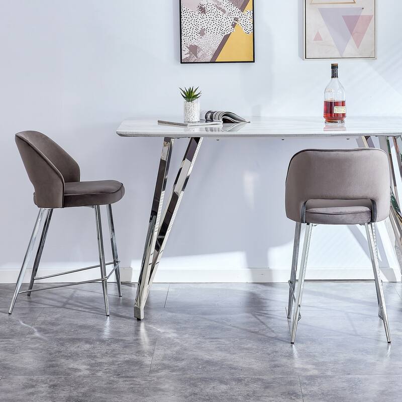 2PCS Bar Chair.Dining Chair.Bar Stool with Durable Electroplated Metal Legs