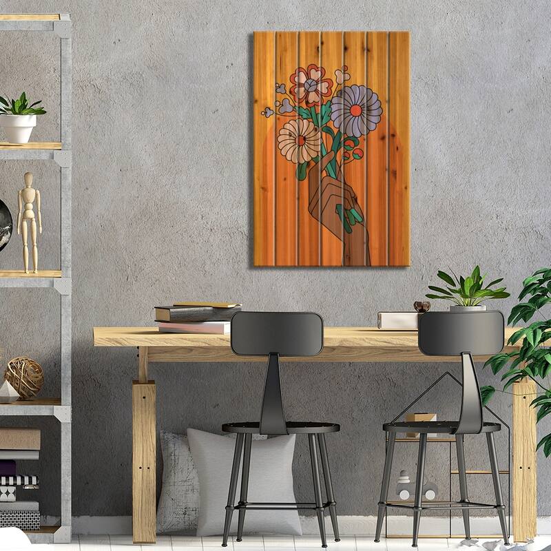 Flower Handful Print On Wood by Exquisite Paradox - Multi-Color