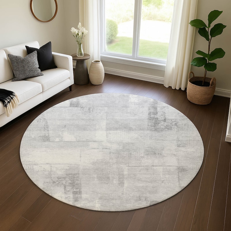 Premium Washable Super Soft Modern Panel Mayfield Rug - Gray - 8' x 8'