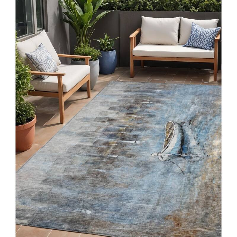 HomeRoots Nautical Transitional Rectangle Outdoor Rug - 5' X 8'
