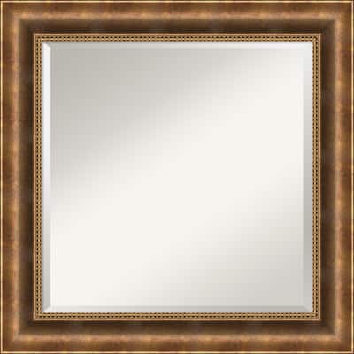 Beveled Wood Wall Mirror - Manhattan Bronze Frame - Outer Size: 25 x 25 in