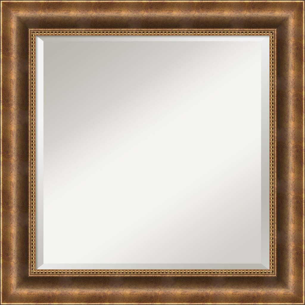 Beveled Wood Wall Mirror - Manhattan Bronze Frame - Outer Size: 25 x 25 in