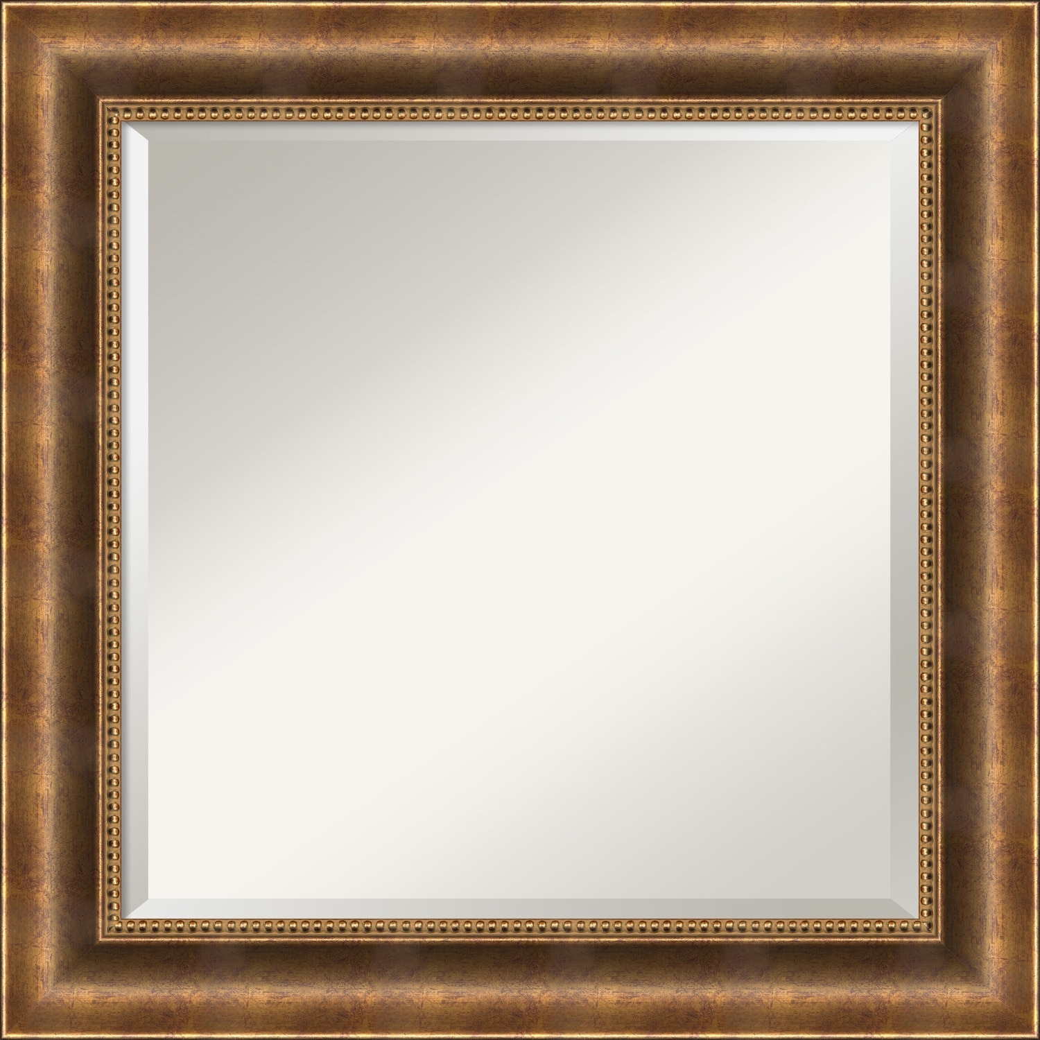 Beveled Wood Wall Mirror - Manhattan Bronze Frame - Outer Size: 25 x 25 in