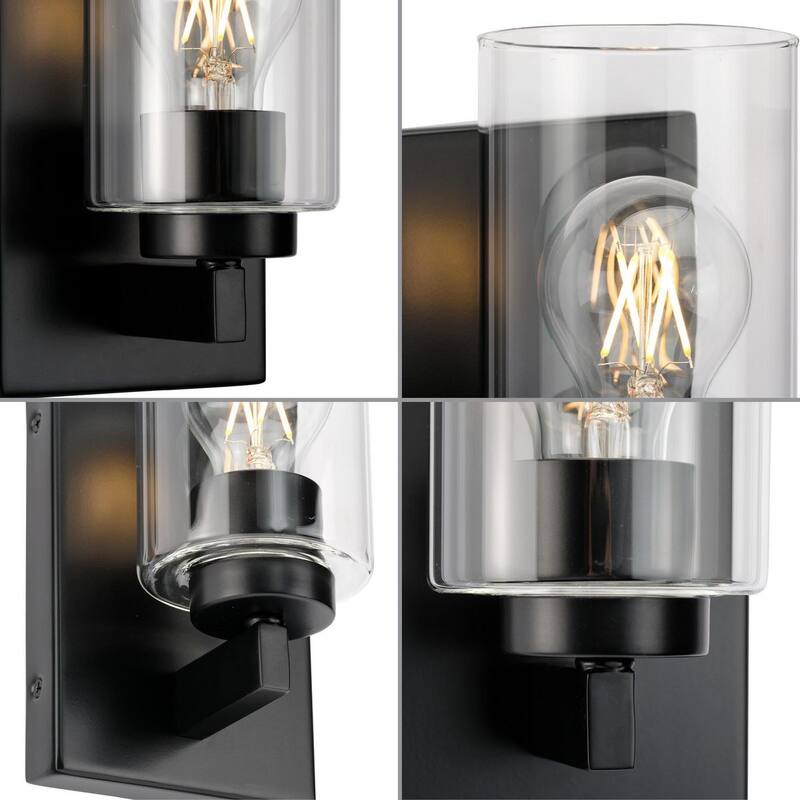 Goodwin Collection One-Light Matte Black Modern Vanity Light with Clear Glass - Small