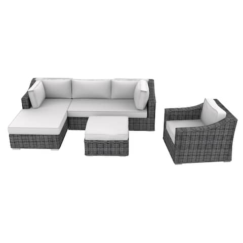 Luxury Series Garden Furniture  4 Seater Deep Seating Sectional Patio Furniture  4-Piece Outdoor Sectional