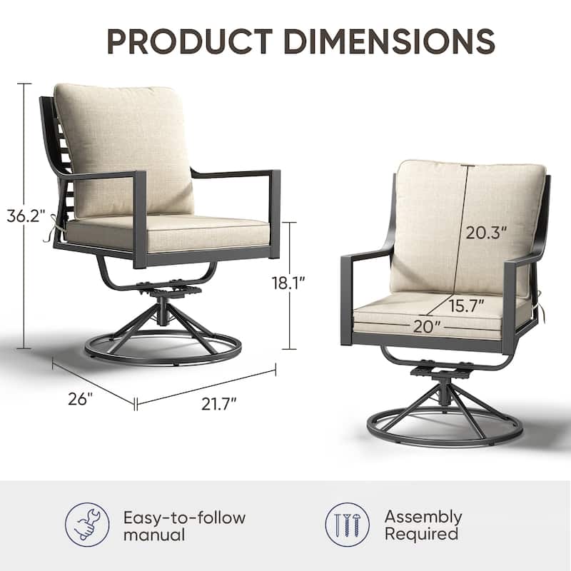 Komodo Metal Frame Dining Chairs with Beige Cushions (2-Pack) - 2-Pack