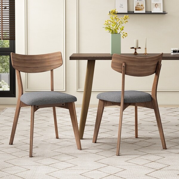 ベランダチェアデザイナーズ Modern Dining Table chair Chazz Mid-Century Modern Upholstered Rubberwood Dining Chairs (Set