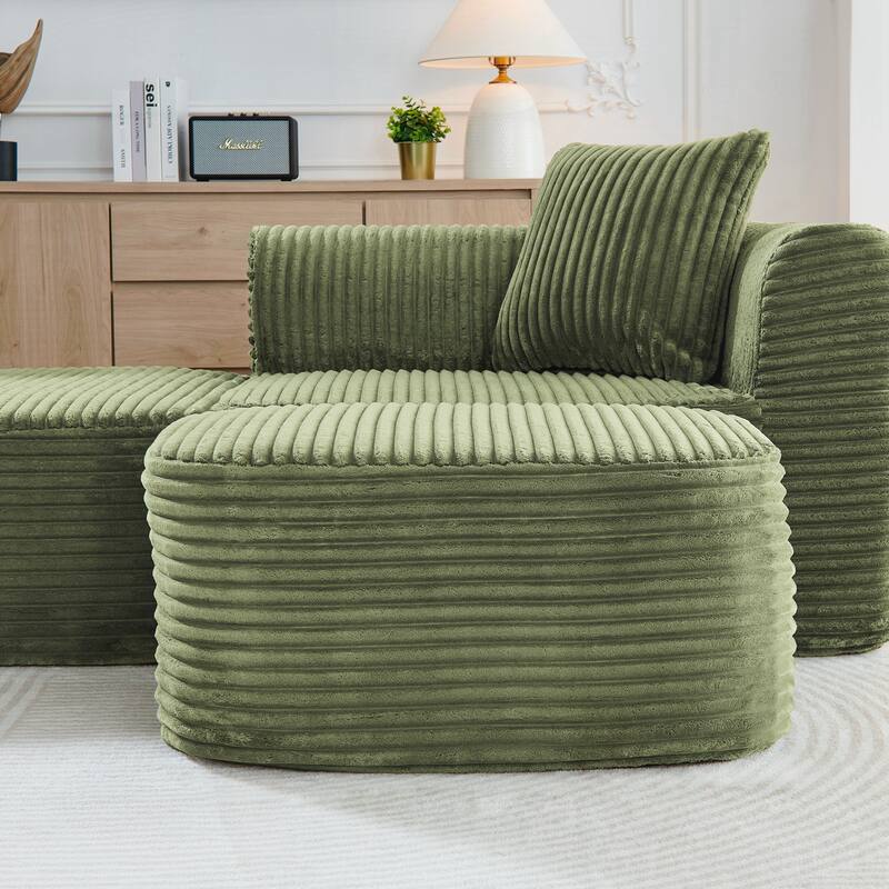 Sectional Couch with L-Shape Chaise, Modular Sofa with Movable Ottoman