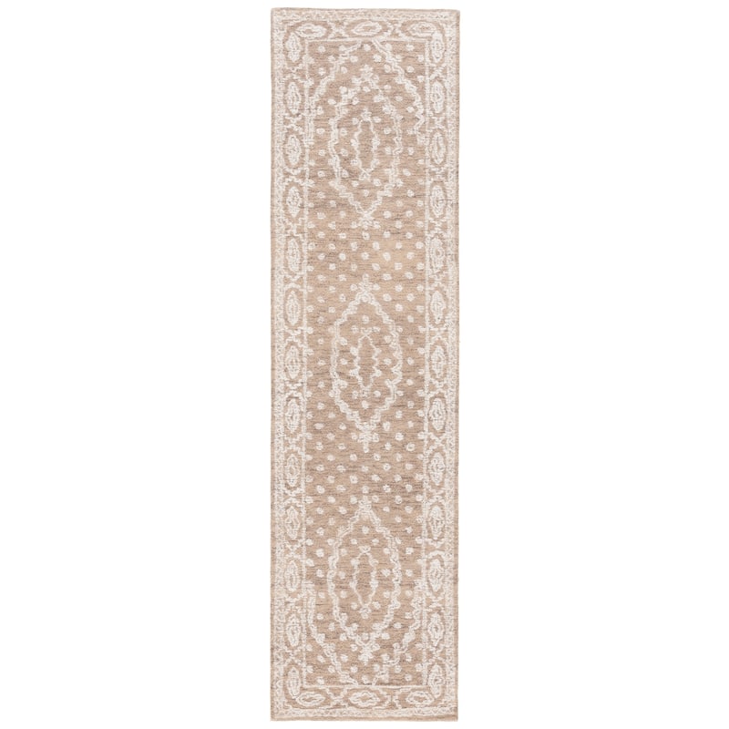 SAFAVIEH Handmade Ebony Branddis Modern Wool Rug - 2'3" x 9' Runner - Ivory/Brown