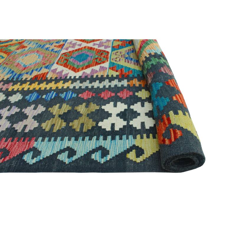 Flatweave Norwood Black/Turquoise Rug - 8'2" x 11'8"