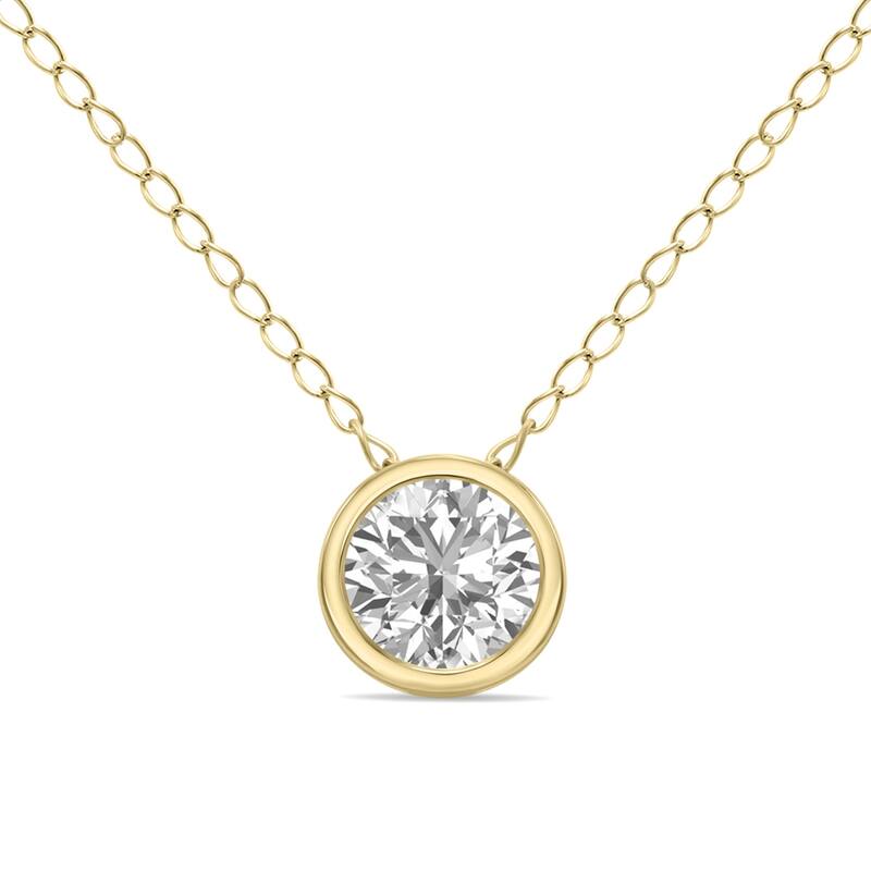 Marquee 1/3 Carat Lab Grown Diamond Bezel Pendant in 14K Yellow Gold