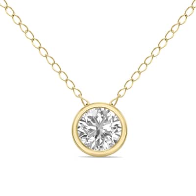 Marquee 1/3 Carat Lab Grown Diamond Bezel Pendant in 14K Yellow Gold