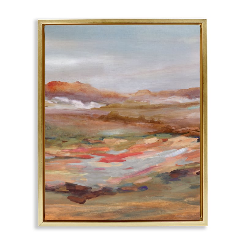 Stupell Dynamic Abstract Desert Framed Floater Canvas Wall Art Design By Carol Robinson - 17 x 21 - Gold
