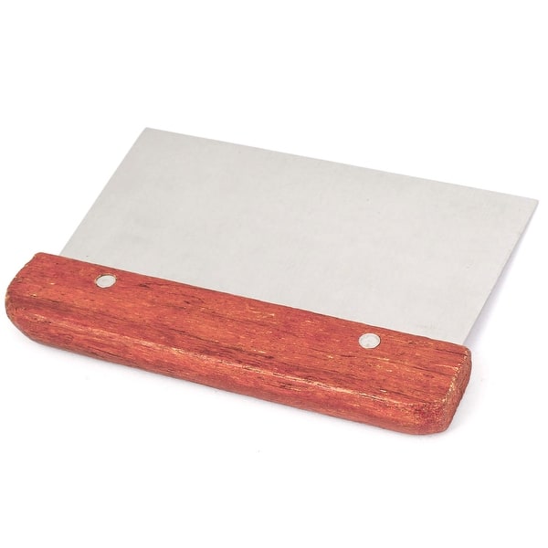 slide 3 of 3, Kitchen Flour Bread Wood Handle Stainless Steel Cake Dough Scraper Cutter Brown, Silver Tone