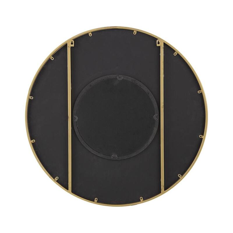 HomeRoots 32" Brown And Gold Round Wood And Metal Framed Accent Mirror - 31.5' X '31.5' X '1.2