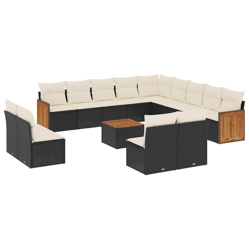 vidaXL Patio Sofa Set with Cushions Outdoor Conversation Furniture Poly Rattan