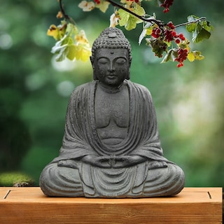 Stone Grey MgO Meditating Buddha Outdoor Garden Statue