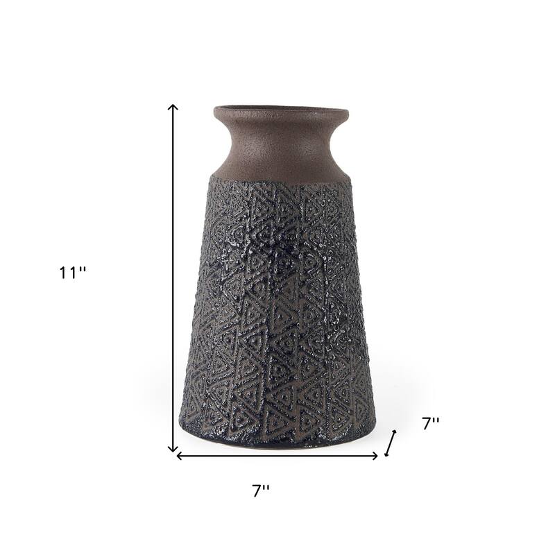 HomeRoots 6" Brown Abstract Cylinder Ceramic Table Vase