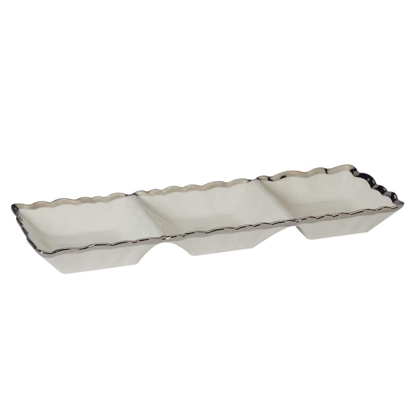Certified International Regency Silver 3 Section Tray 15" X 5.5" - 15" x 5.5" x 1.75"