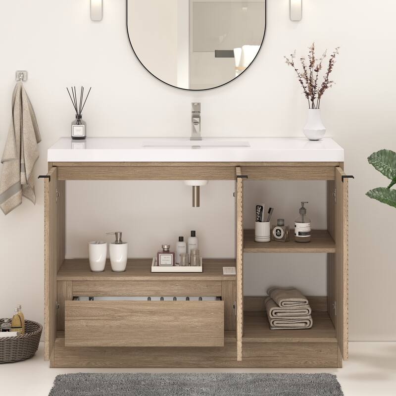Milano 48" Freestanding Bathroom Vanity with White Acrylic Sink