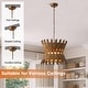 preview thumbnail 8 of 15, 16" Retro Brass Wood Hourglass 4-Light Chandelier Geometric Metal Adjustable Pendant Light for Foyer