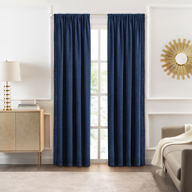 Bordeaux Rod Pocket Window Curtain Panel - 52x63 - Navy