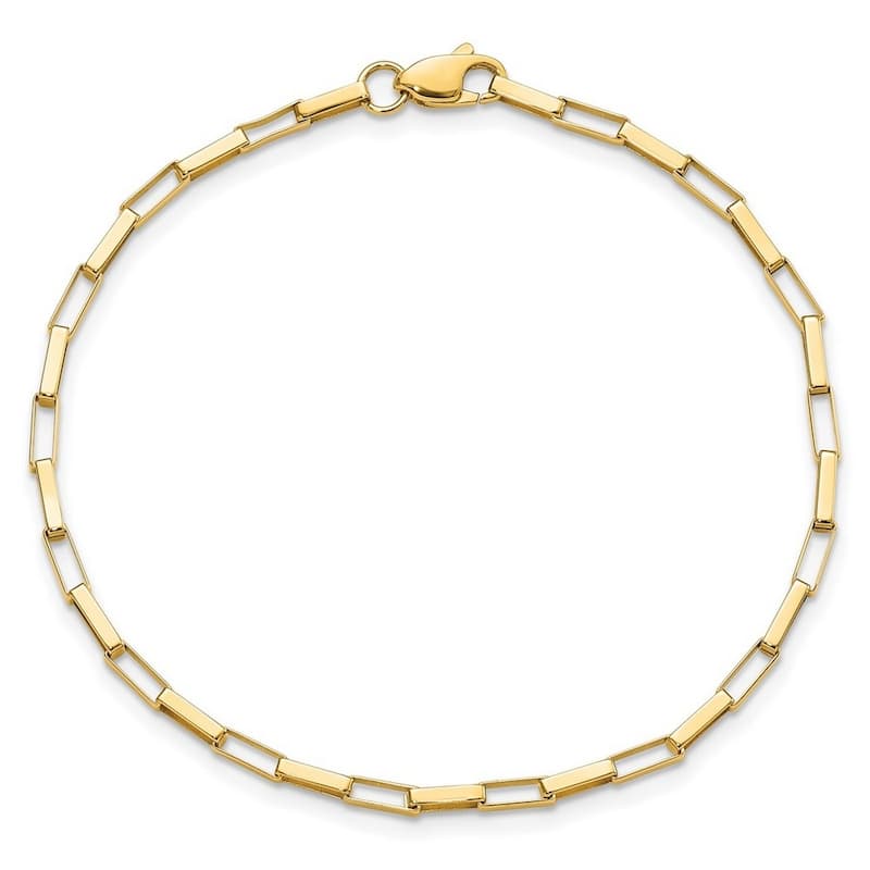 Curata 14k Gold Polished Fancy Box Links Bracelet 7.5 Inch