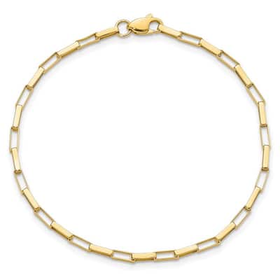 Curata 14k Gold Polished Fancy Box Links Bracelet 7.5 Inch