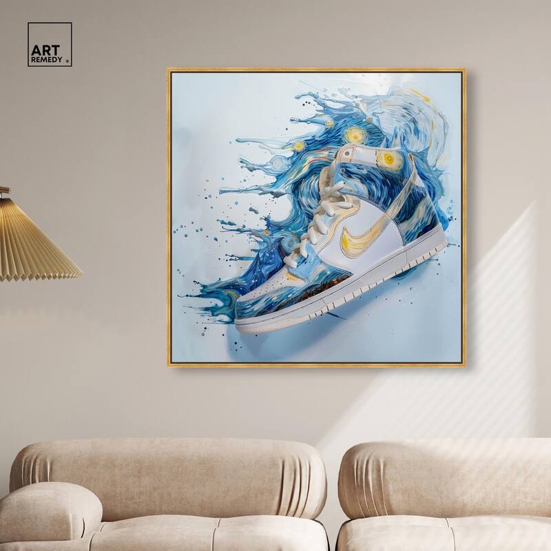 Starry Night Sneaker Splash Canvas by Art Remedy