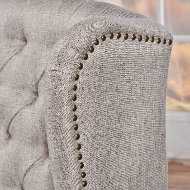 Laird Winged Tufted Studded Fabric Club Chair by Christopher Knight Home