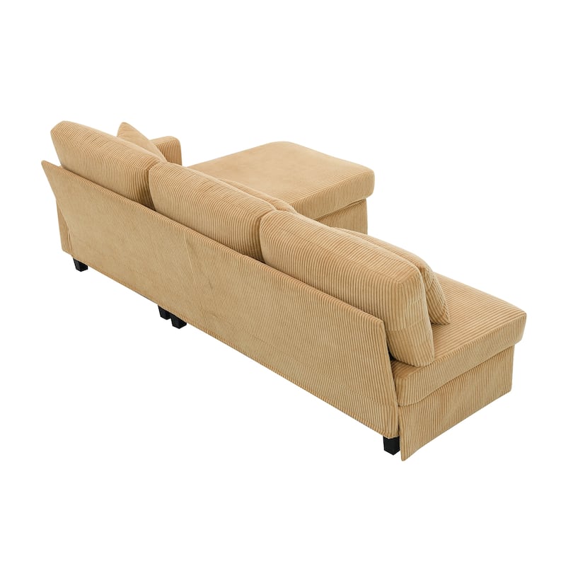 Modern 4-Seater L-Shaped Corduroy Sofa with Convertible Chaise for Living Room