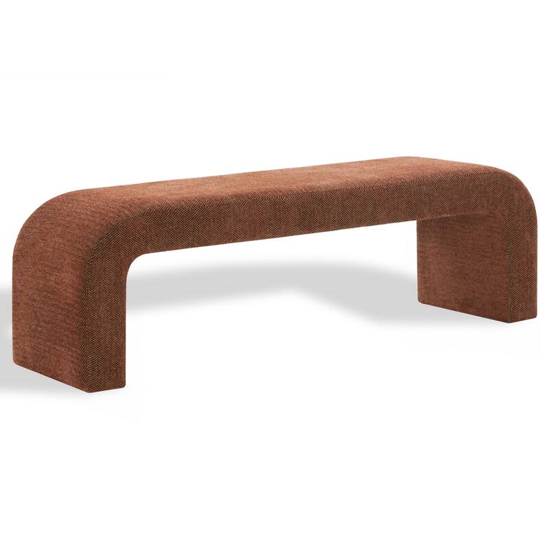 SAFAVIEH Couture Tuyet Curved Waterfall Upholstered Bench (Fully Assembled) - 62" Wx18" Dx19" H - 62"W x 18"D x 19"H