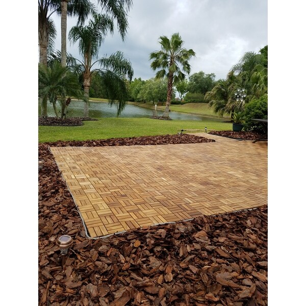 Shop Bare Decor Ez Floor Interlocking Flooring Tiles In Solid Teak