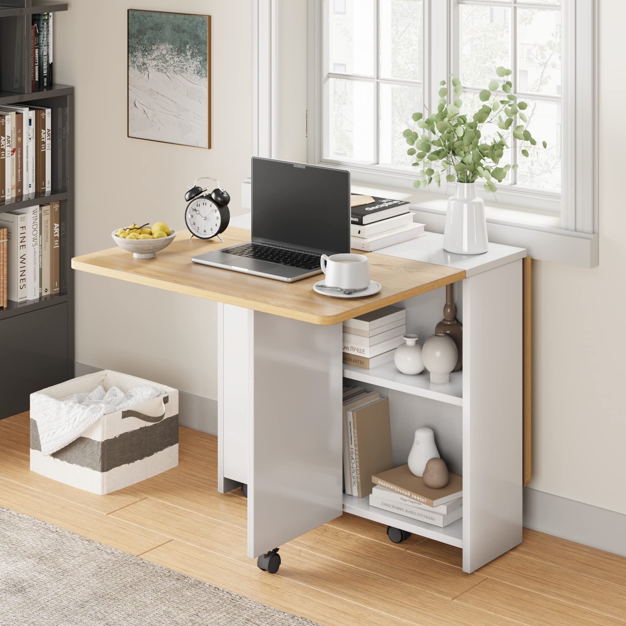 47.2 inch Modern Folding Dining Table with Drop Leaf and 2 Storage Racks 47.2 D x 23.6 W x 31.9 H On Sale Bed Bath Beyond 39481218