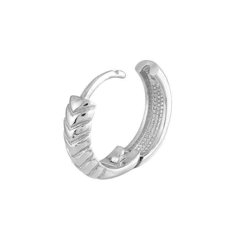 Curata 14k White Gold 4x13mm Chevron Twisted Hinged Hoop Earrings