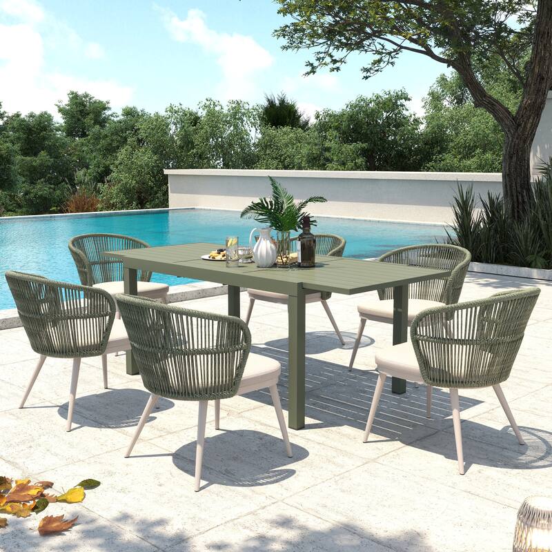 Outdoor Patio Dining Set Chairs and Extendable Table