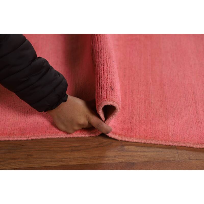 Light Pink Gabbeh Modern Area Rug Hand-Knotted Wool Carpet - 5'9"x 7'10"