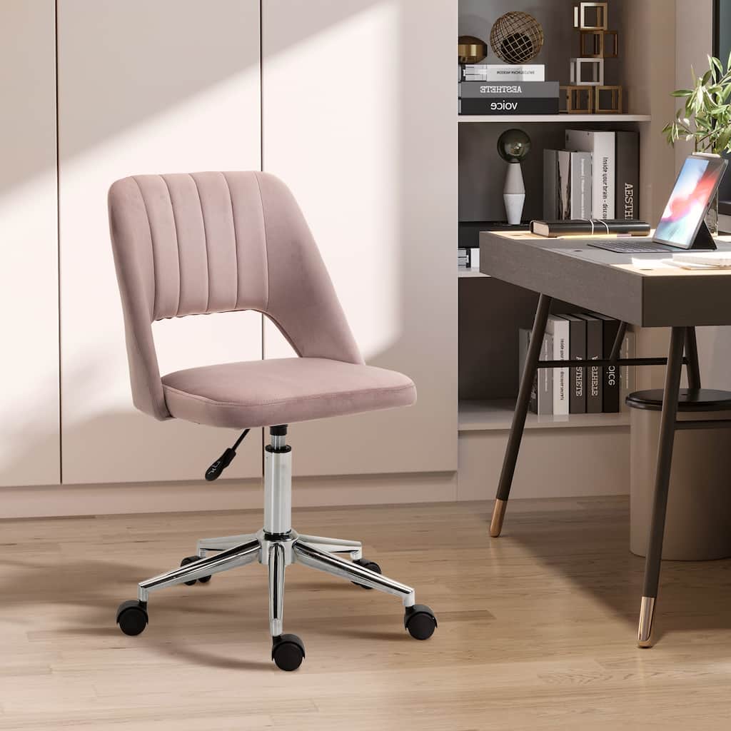 Velvet Swivel Office Chair with Adjustable Height and Wheels for Home Office Living Room and Bedroom