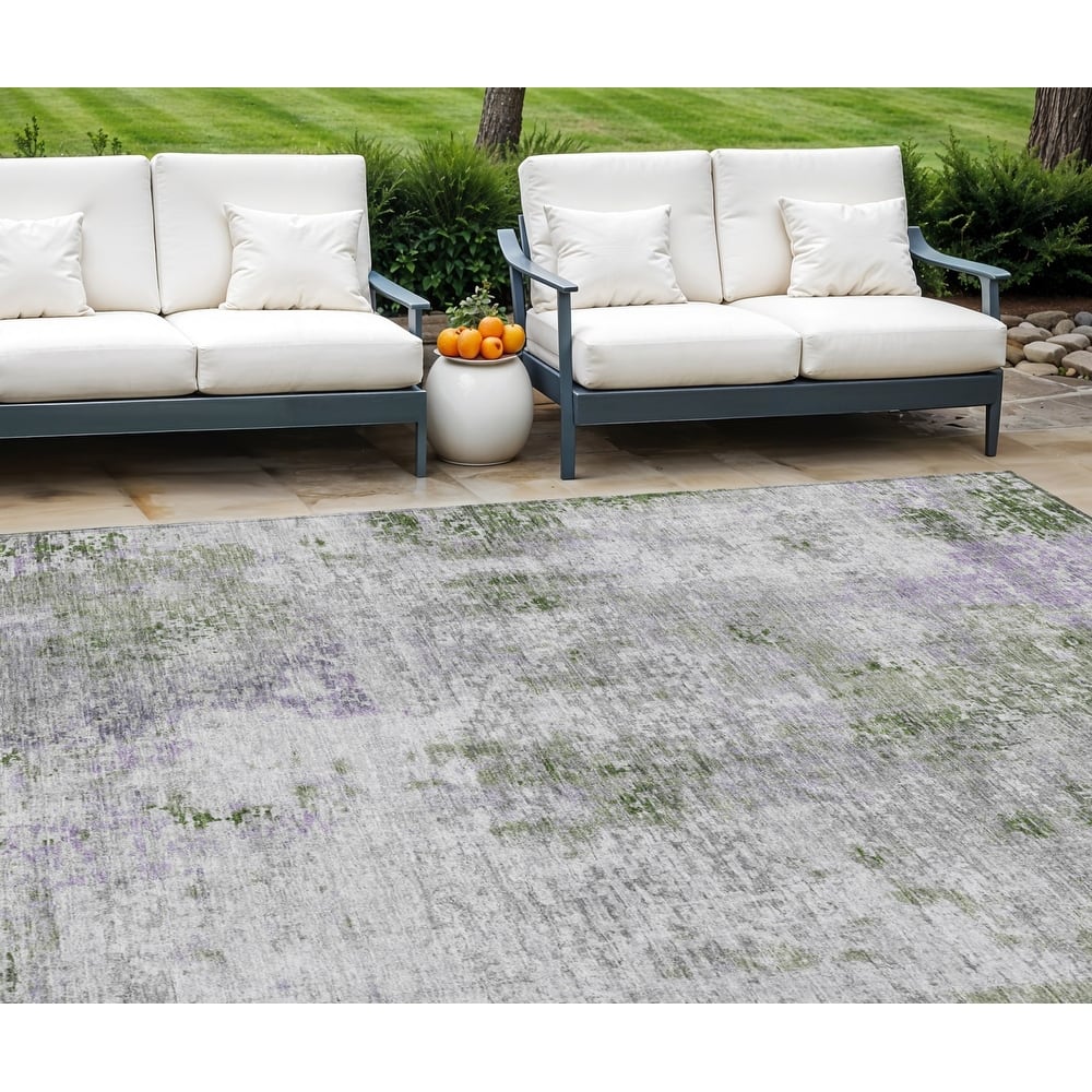 HomeRoots Abstract Transitional Rectangle Outdoor Rug