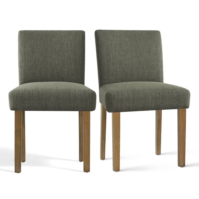 Parsons Dining Chairs with Linen Upholstery and Solid Wood Legs