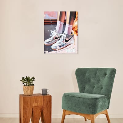 Wynwood Studio Fashion and Glam Every Drip Sneakers Pastel Pink and Light Pink Modern & Contemporary Wall Art Canvas Print