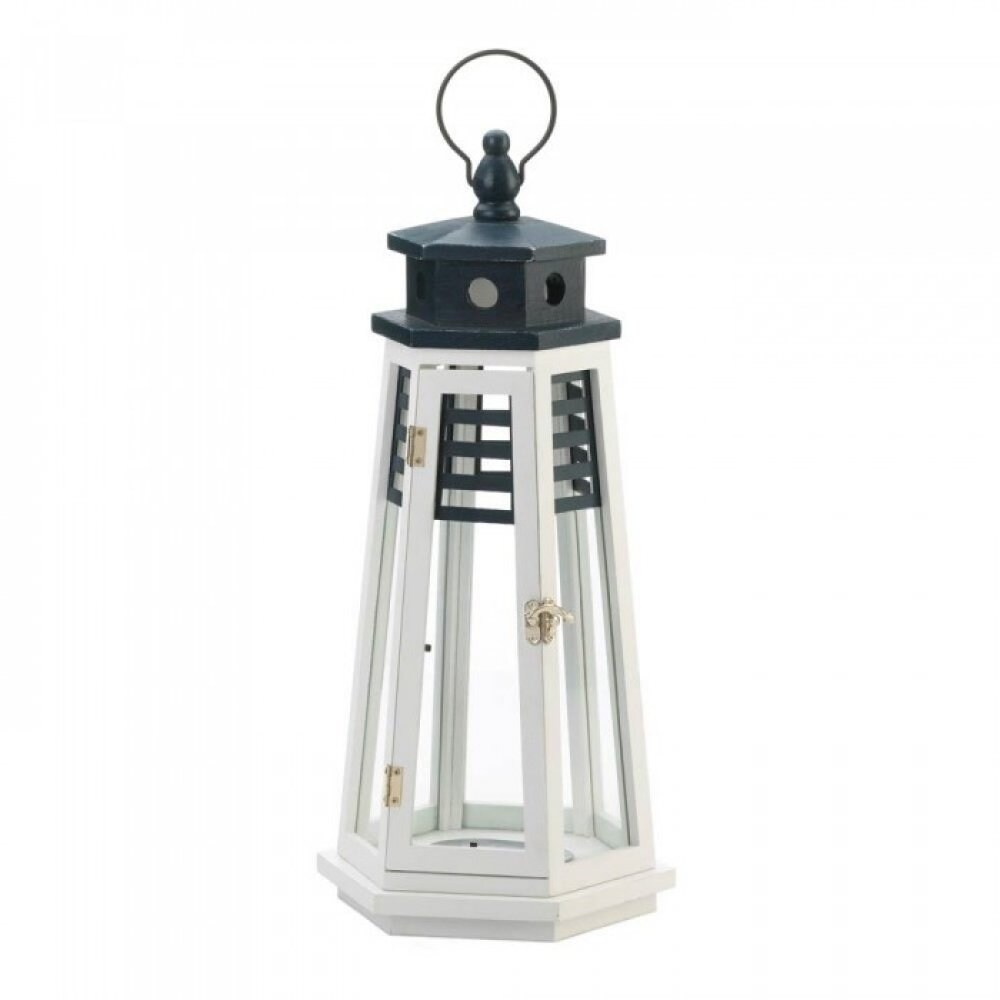 Shop White Large Wooden Lighthouse Lantern Overstock 29871156
