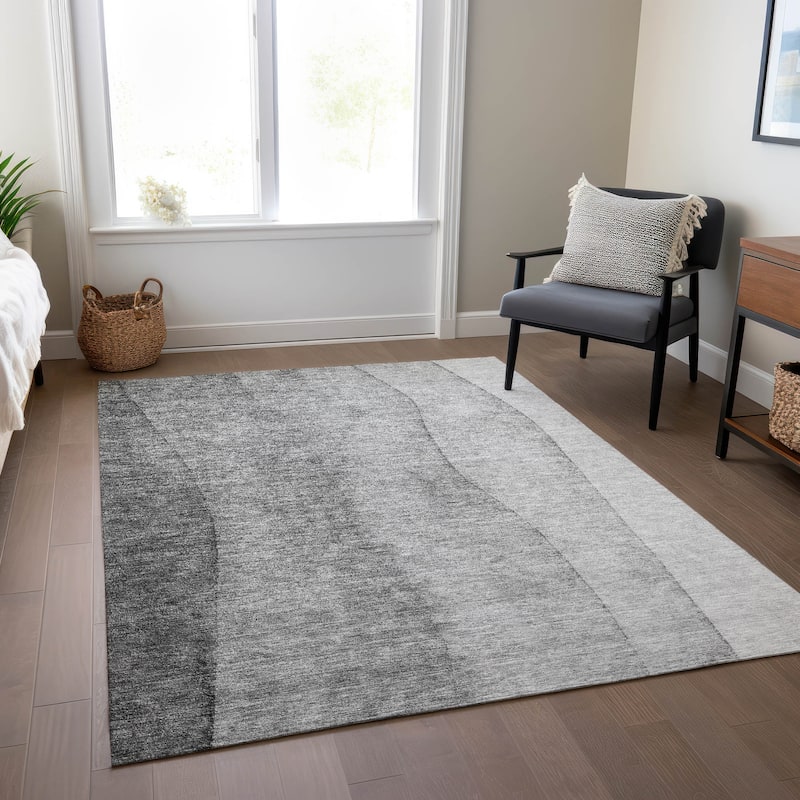 Machine Washable Indoor/ Outdoor Chantille Modern Horizon Rug