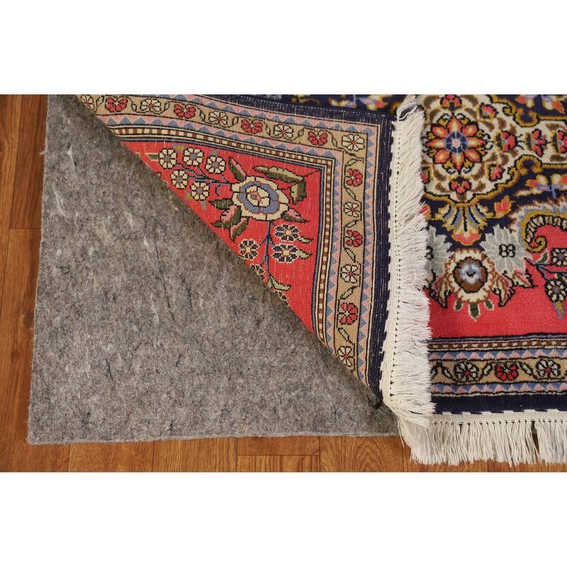 Hand Knotted Oriental Kork Wool Carpet Traditional Medallion Pink Qum Area Rug - 3' 0'' X 2' 1''