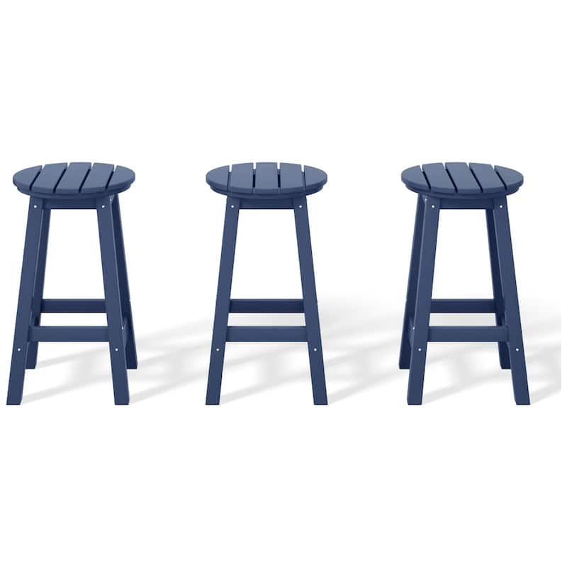 Polytrends Laguna Hdpe All Weather Outdoor Patio 24" Round Counter Stool (Set Of 3)