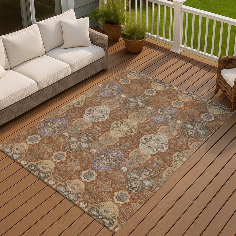 Machine Washable Indoor/ Outdoor Traditional Tracey Chantille Rug