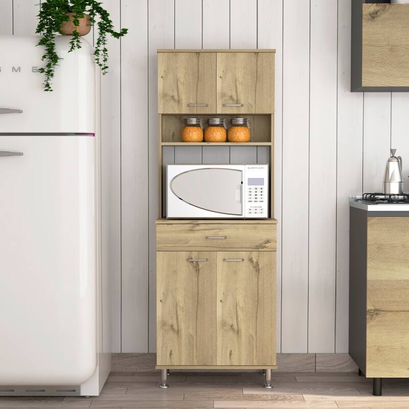 Bay Area Pantry, Two Door Cabinets, One Drawer, Four Adjustable Metal Legs